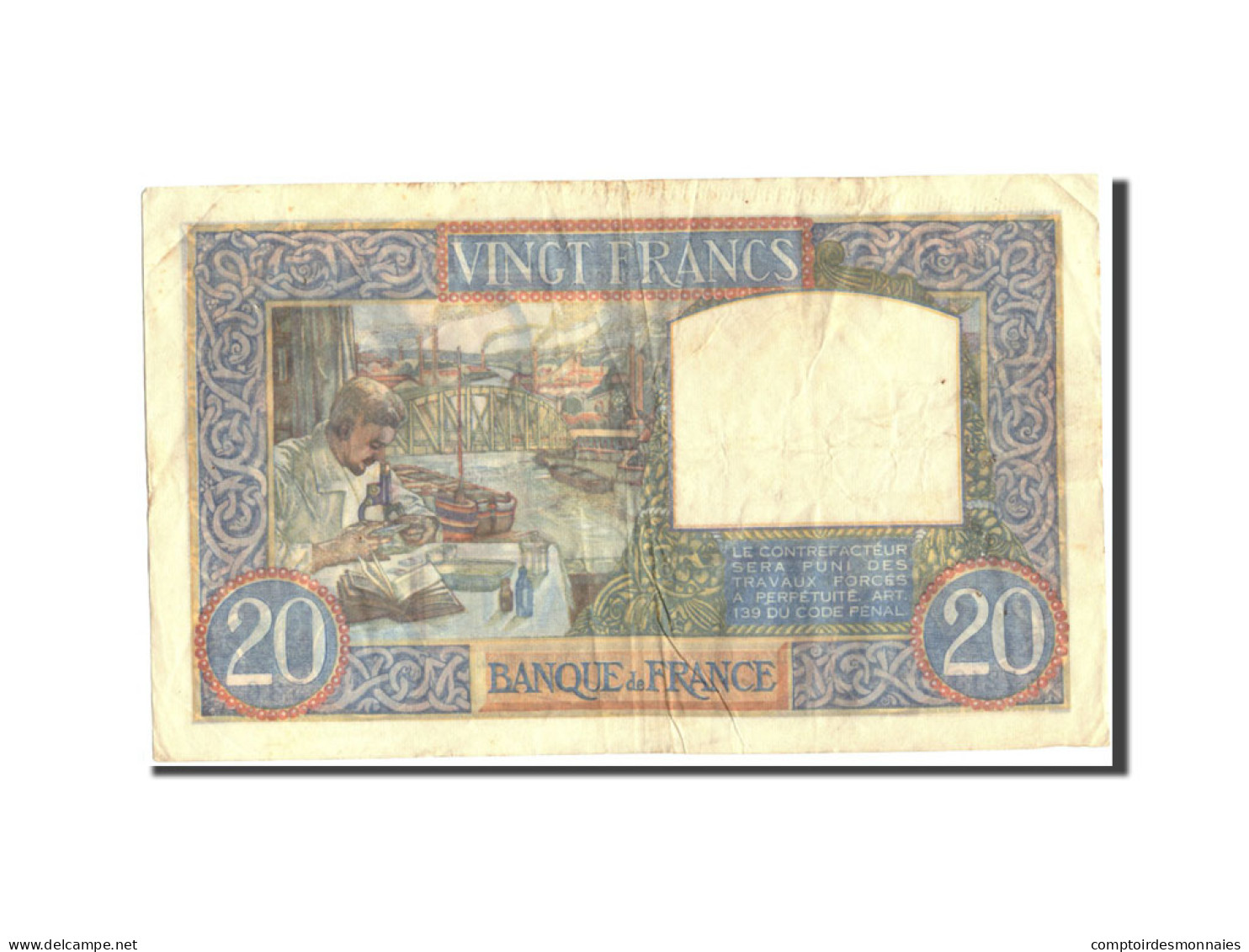 Billet, France, 20 Francs, 20 F 1939-1942 ''Science Et Travail'', 1942 - 20 F 1939-1942 ''Science Et Travail''