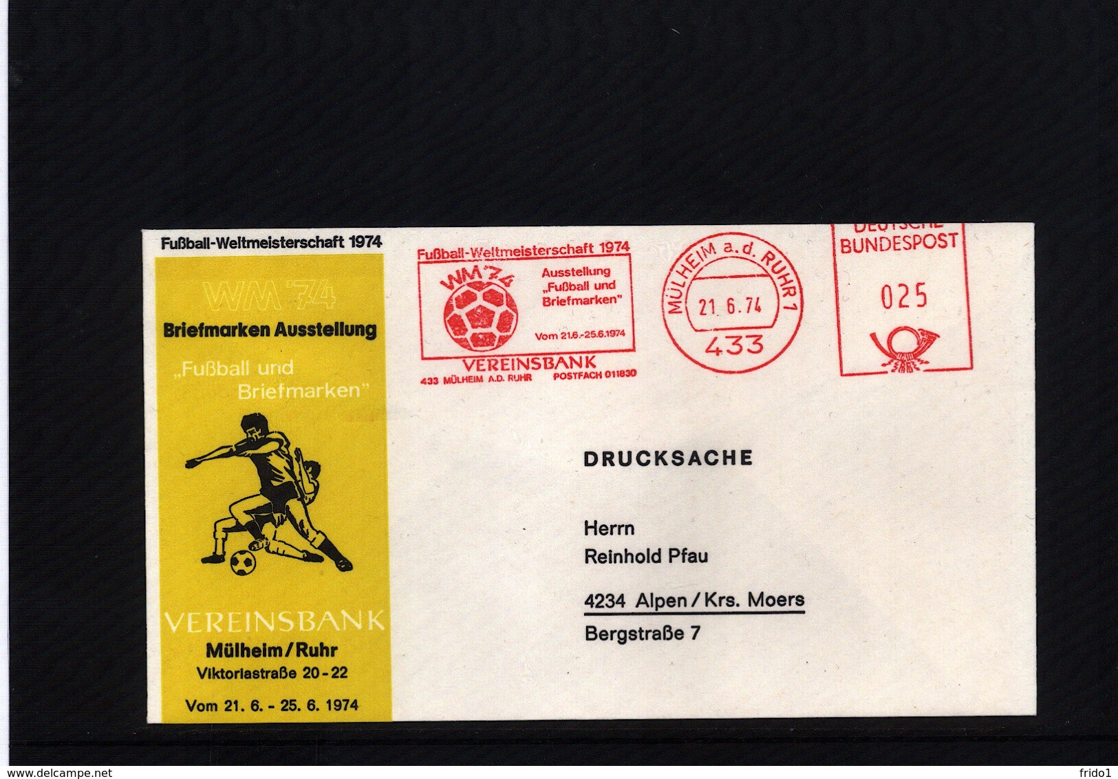 Deutschland / Germany 1974 World Football Champioship Germany  Interesting Letter With Scarce Metermark/ Freistempel - 1974 – Germania Ovest