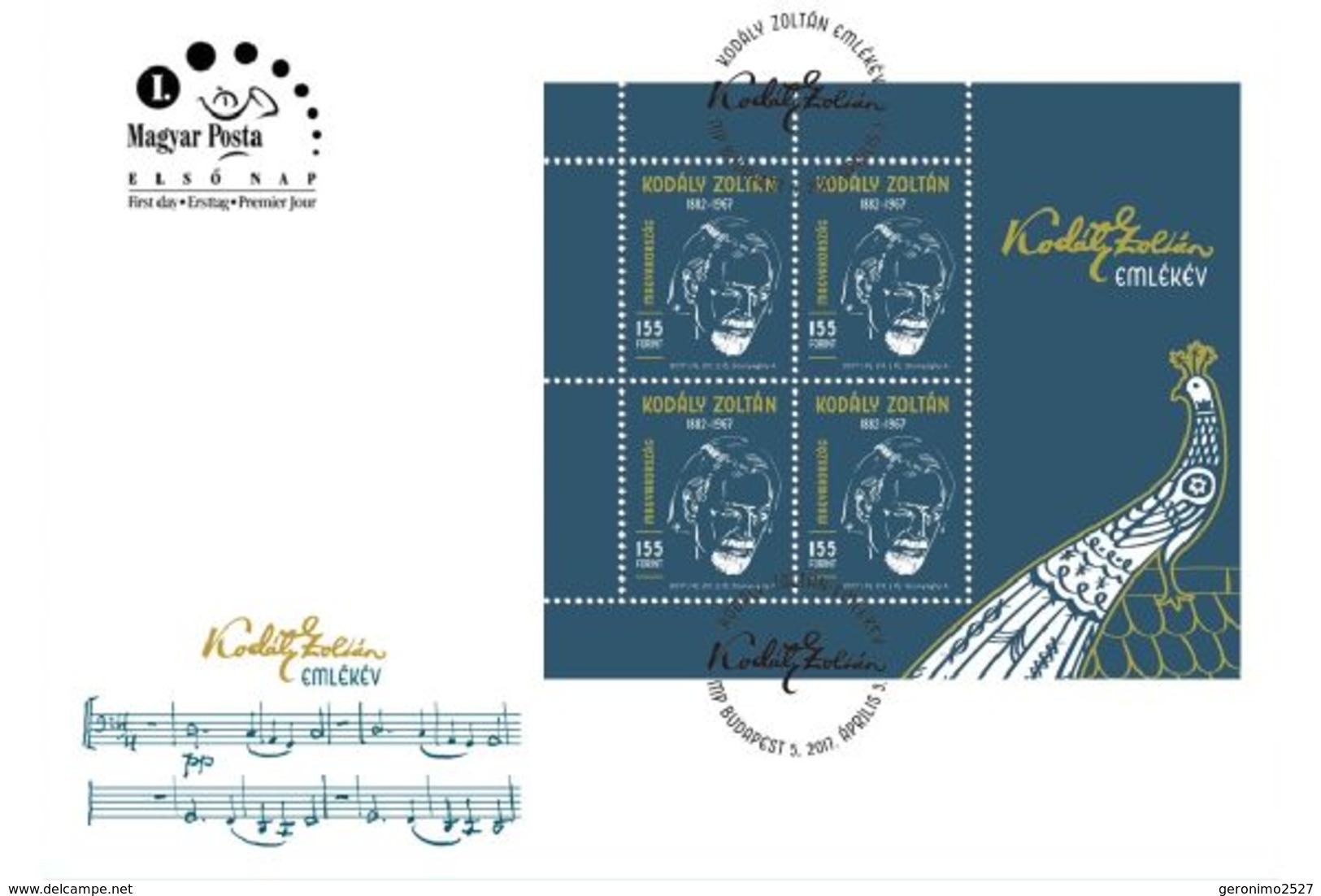 HUNGARY 2017 PEOPLE Famous Composers. 50 Years From The Death Of ZOLTAN KODALY - Fine Sheet FDC - FDC