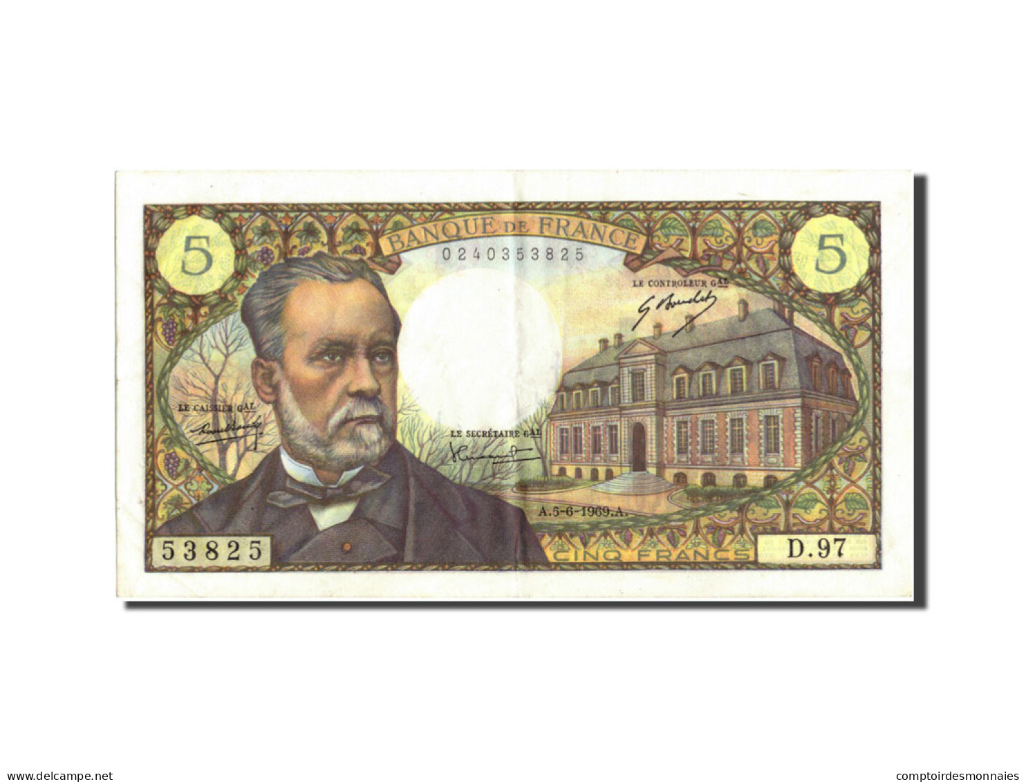 Billet, France, 5 Francs, 5 F 1966-1970 ''Pasteur'', 1969, 1969-06-05, TTB+ - 5 F 1966-1970 ''Pasteur''