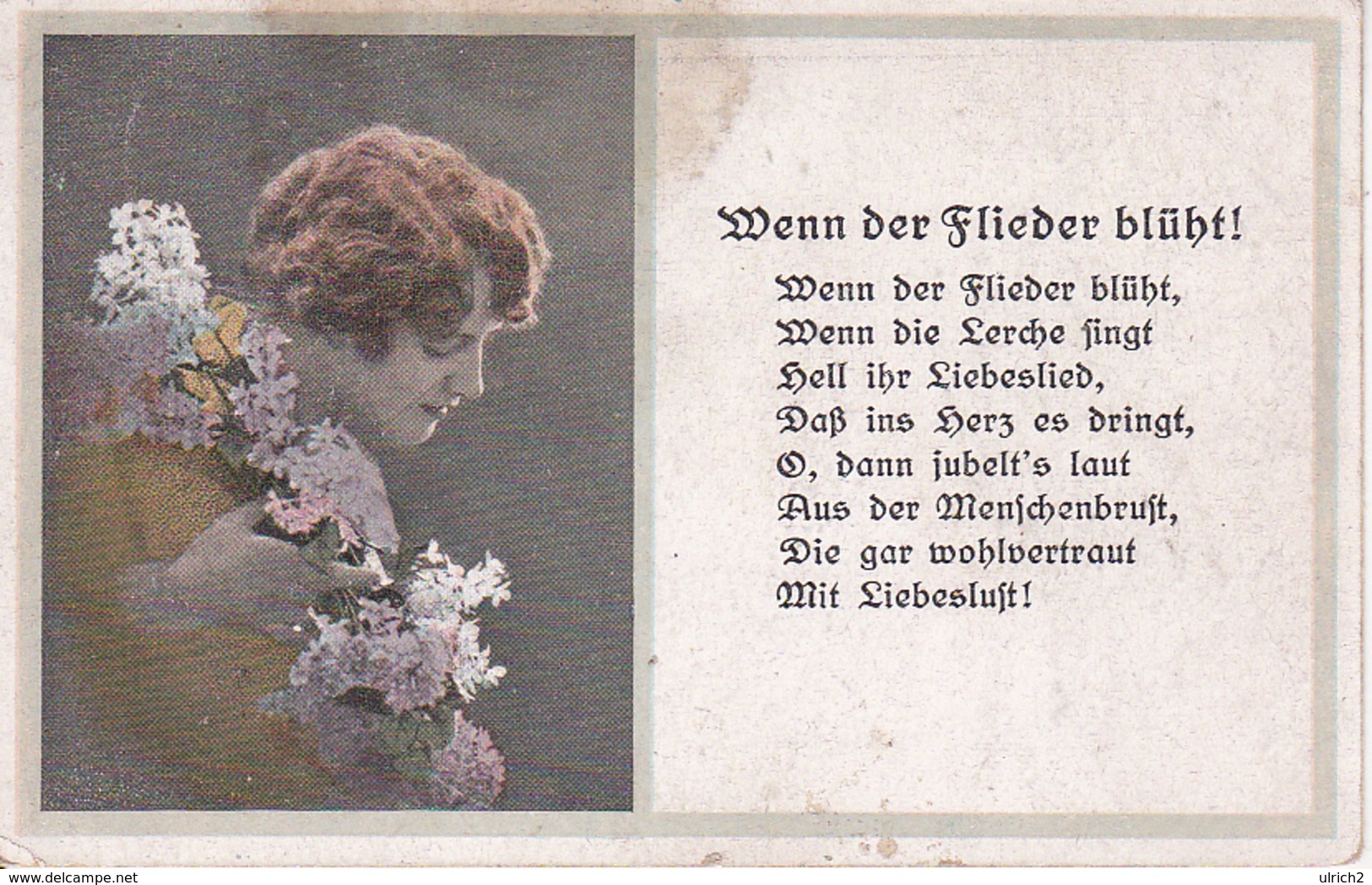 AK Künstlerkarte - Frau Mit Flieder - Wenn Der Flieder Blüht! - Feldpost Bayer. Mineurkomp. 5 - 1918 (28219) - Frauen