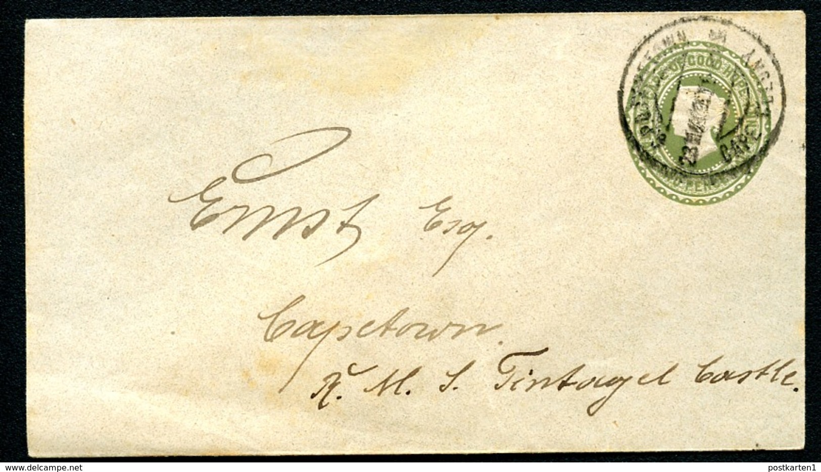 CAPE OF GOOD HOPE Envelope #B3 Used CAPE TOWN 1896 - Kap Der Guten Hoffnung (1853-1904)