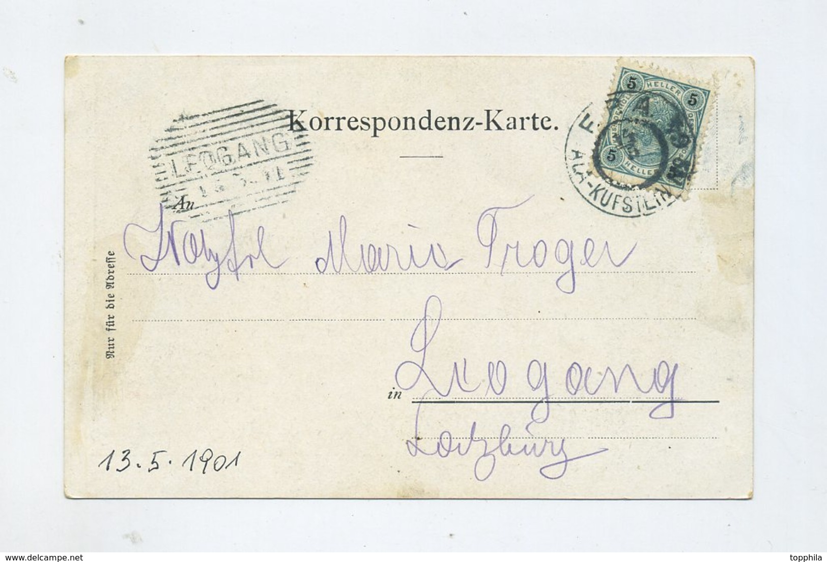 1901 Österreich Farbkarte Schwaz Stempel F.P.A Ala-Kufstein No. 64 - Schwaz