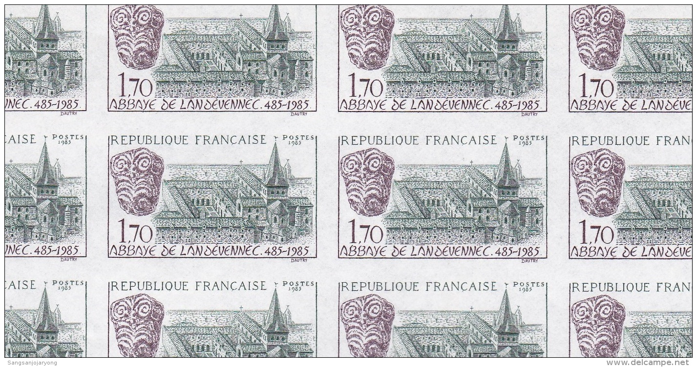 France Sc1973 Landevennec Abbey 1500th Anniversary, Architecture, Abbaye, Imperf Full Sheet, Feuillet Non Dentele - Abbeys & Monasteries