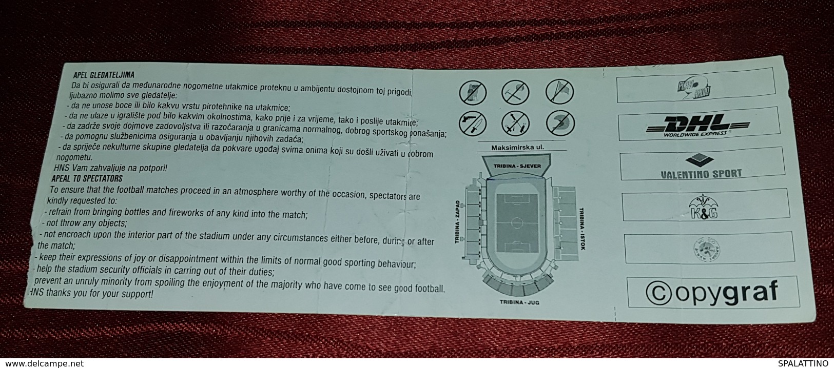 CROATIA- IRELAND 1999. QUALIFICATIONS FOR EURO 2000. FOOTBALL MATCH TICKET - Tickets & Toegangskaarten