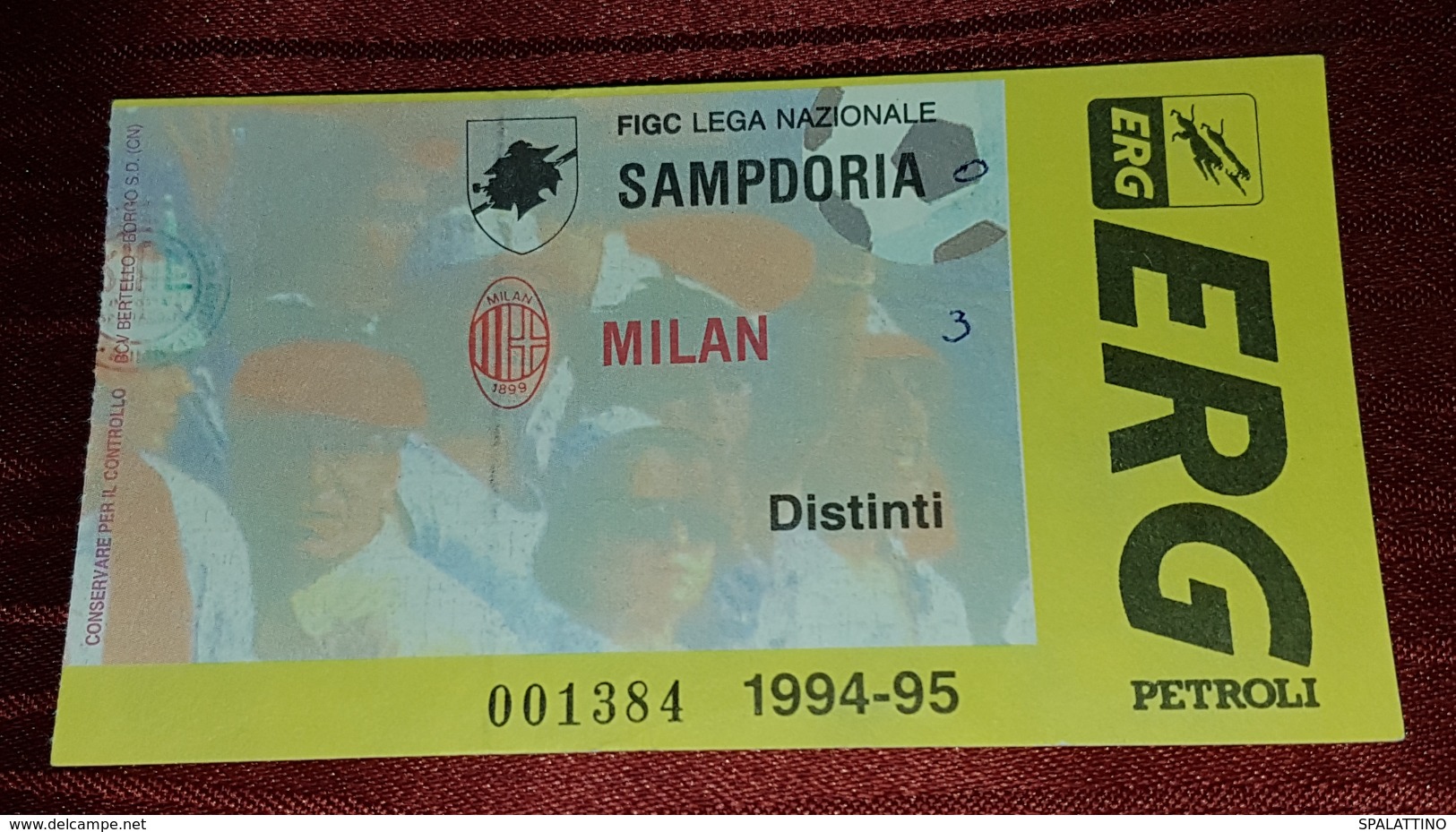 SAMPDORIA FC- AC MILAN 1994- 1995 FOOTBALL MATCH TICKET SERIE A - Biglietti D'ingresso