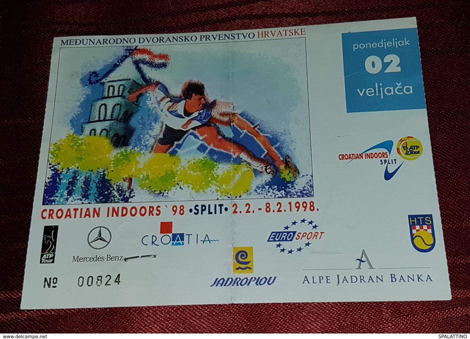 CROATIAN INDOORS 1998. SPLIT, GORAN IVANISEVIC, ORIGINAL RARE TICKET - Abbigliamento, Souvenirs & Varie