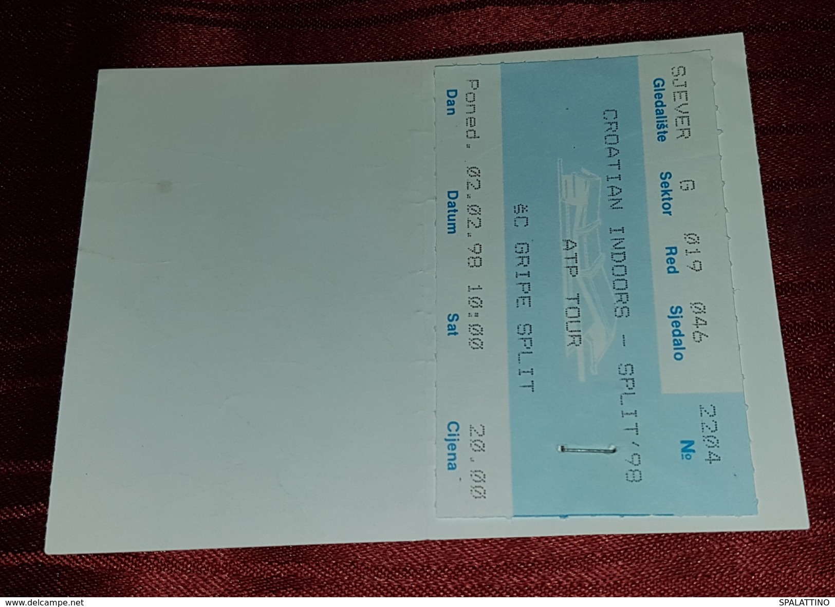 CROATIAN INDOORS 1998. SPLIT, GORAN IVANISEVIC, ORIGINAL RARE TICKET - Habillement, Souvenirs & Autres