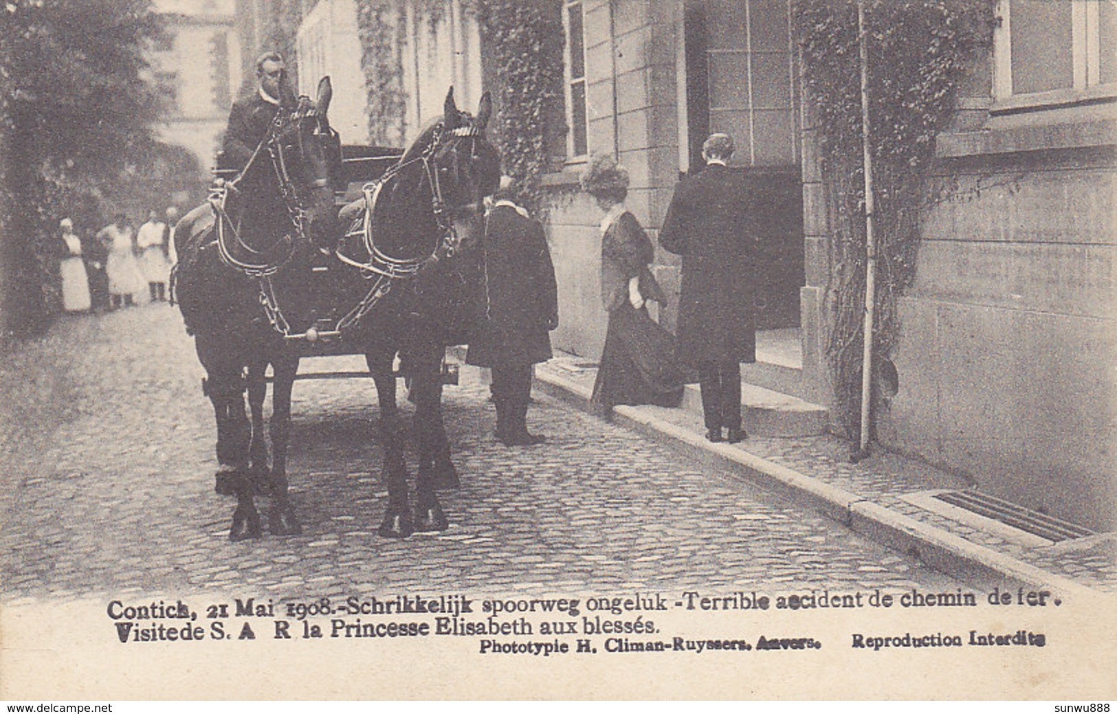 Kontich Contich - Spoorweg Ongeluk Accident Chemin De Fer Visite De La Princesse Elisabeth Aux Blessés - Kontich