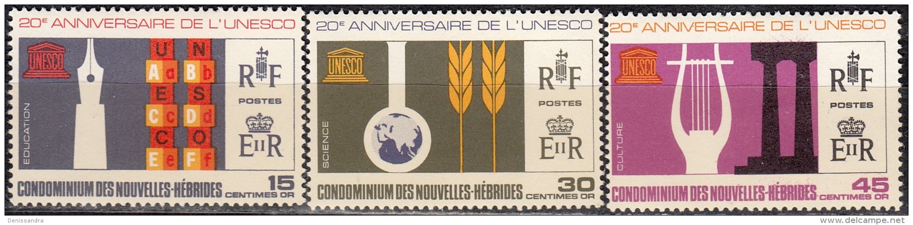 Nouvelles Hebrides 1966 Michel 251 - 253 Neuf ** Cote (2005) 6.00 Euro 20 Ans UNESCO - Ongebruikt