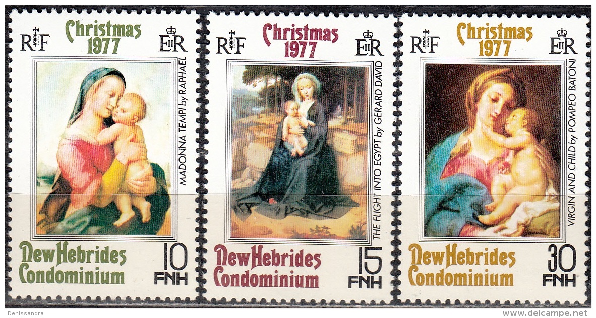 Nouvelles Hebrides 1977 Michel 499 - 501 Neuf ** Cote (2005) 2.00 Euro Noël Tableaux - Ungebraucht