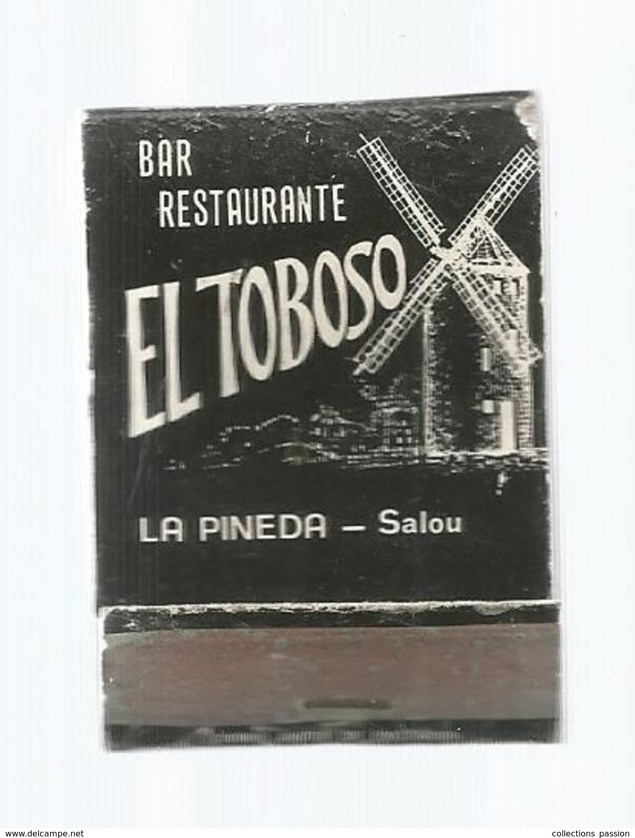 G-I-E, Tabac, Boites, Pochette D'ALLUMETTES, Publicité  , 2 Scans ,  Bar , Restaurante El Toboso , La Pineda , SALOU - Matchbox Labels