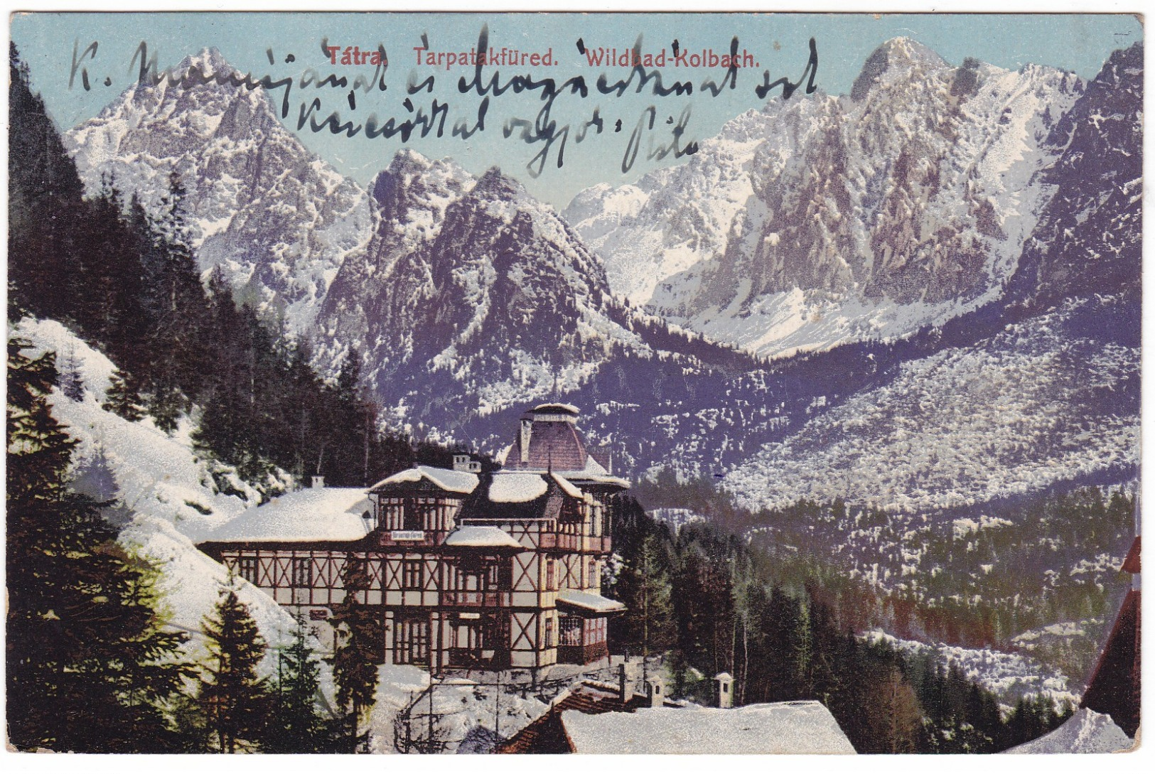 #7736 Slovakia, Tatra, UPU Postcard Mailed 1918: Tarpatakfured, Wildbad -Kolbach - Slowakije