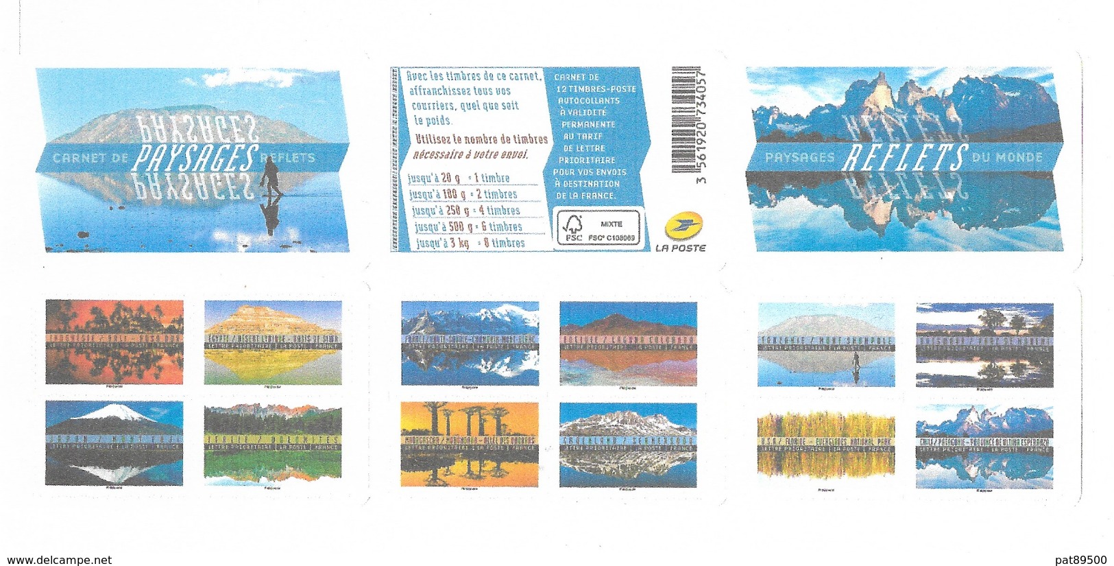 PAYSAGES DU MONDE "REFLETS"  FRANCE CARNET 2017 NEUF**  / PRIORITAIRE 20 Grammes 12T.validité Permanente - Sonstige & Ohne Zuordnung