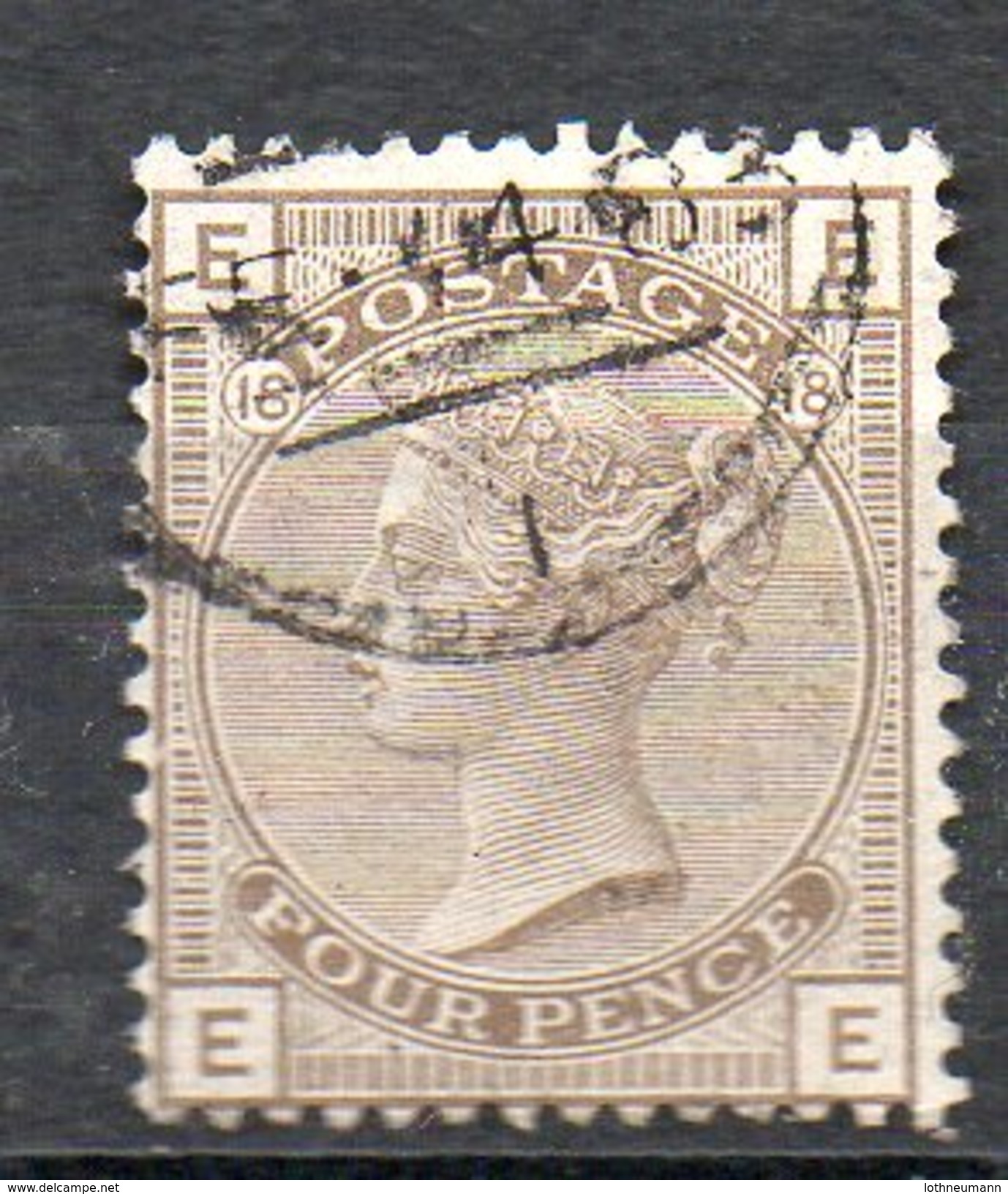 GB 1882: 4 D Grey-brown, Pl.18, Wmk. Crown, Used, 1 Short Tooth (top Row); S.G.160  Pl. 18   O - Oblitérés