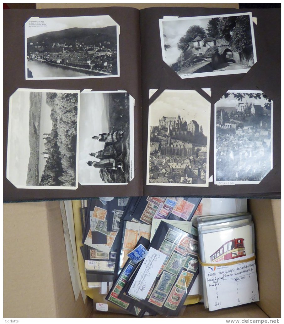 MISCELLANEOUS ACCUMULATION In Large Carton With Stamps On Leaves/stock Cards, Covers And Postcards. Lots Of Material For - Altri & Non Classificati