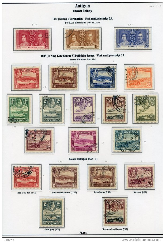 ANTIGUA 1937-51 Complete VFU Incl. Some 1938 Defin Shades. (31) Cat. &pound;228 - Sonstige & Ohne Zuordnung