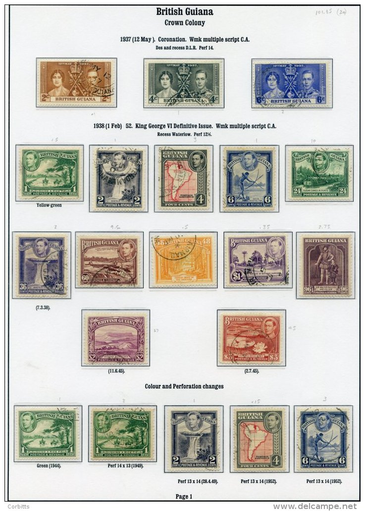 BRITISH GUIANA 1937-51 Complete VFU Collection Incl. Defin Perf Variations/shades Etc. (38) Cat. &pound;280 - Sonstige & Ohne Zuordnung