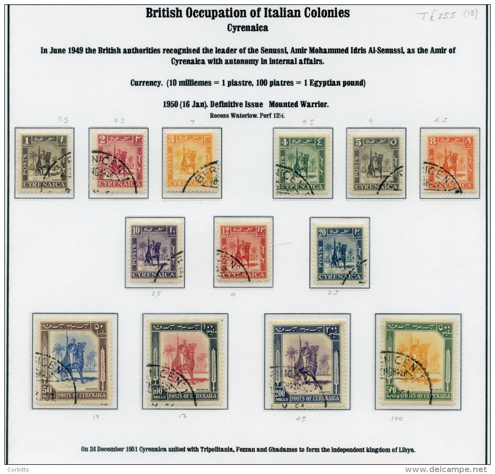 BRITISH OCCUPATION OF ITALIAN COLONIES - CYRENAICA 1950 Defin Set VFU, SG.136/148. (13) Cat. &pound;200 - Sonstige & Ohne Zuordnung