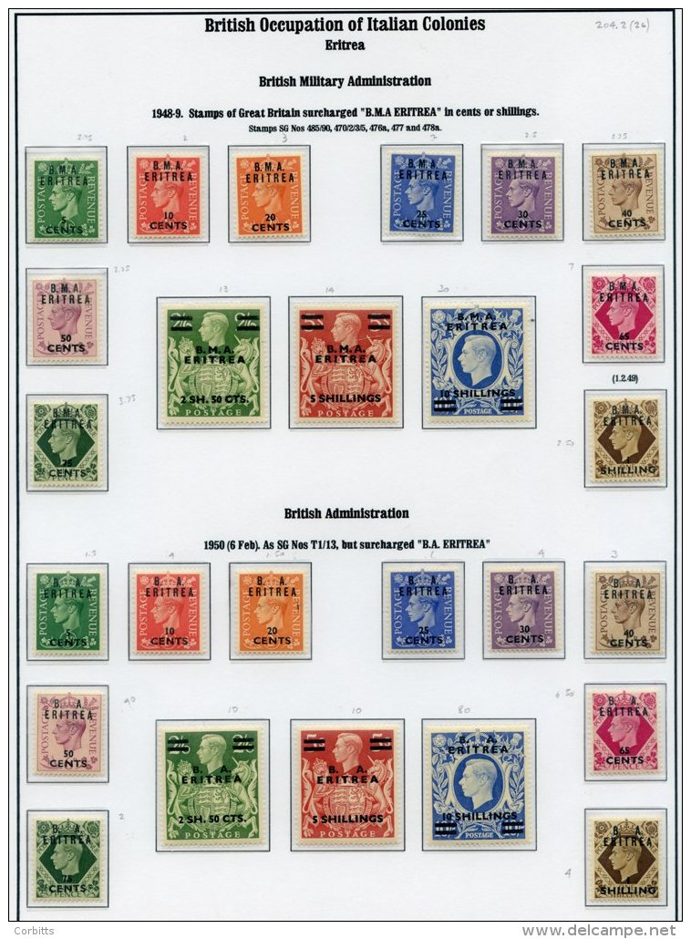 BRITISH OCCUPATION OF ITALIAN COLONIES - ERITREA 1948-49 Defins UM, 1950 &amp; 1951 Sets M, Also M.E.F 1942 Type I Set F - Sonstige & Ohne Zuordnung