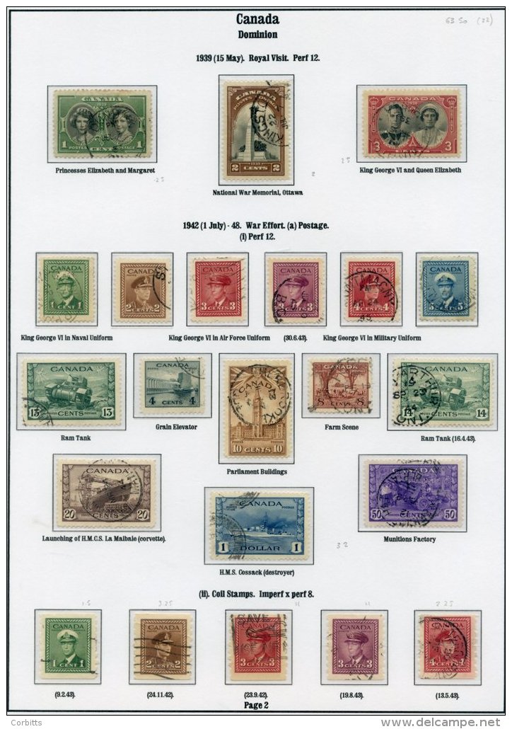 CANADA 1937-51 Complete VFU Collection Incl. Coil &amp; Booklet Stamps, Special Delivery Etc. (104) Cat. &pound;315 - Sonstige & Ohne Zuordnung