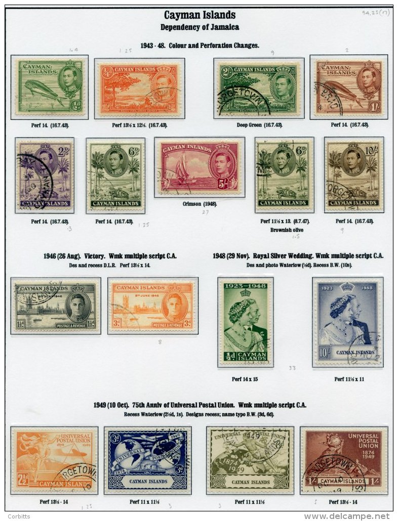 CAYMAN ISLANDS 1937-50 Complete VFU Collection Incl. Perf Variations (47), Also BRUNEI 1947-48 Set, 1949 Jubilee &amp; 1 - Sonstige & Ohne Zuordnung