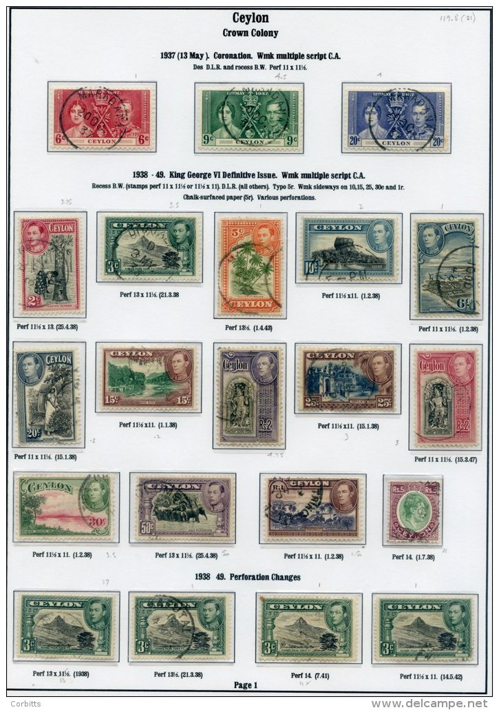 CEYLON 1937-50 Complete FU Collection Incl. Perf Variations Etc, Also The 1952 75c Booklet SG.SB21, Slightly Mixed Condi - Sonstige & Ohne Zuordnung
