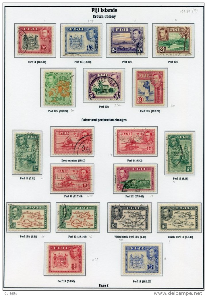 FIJI 1937-49 Complete VFU Collection Incl. Perf &amp; Shade Variations. (48) Cat. &pound;250 - Autres & Non Classés