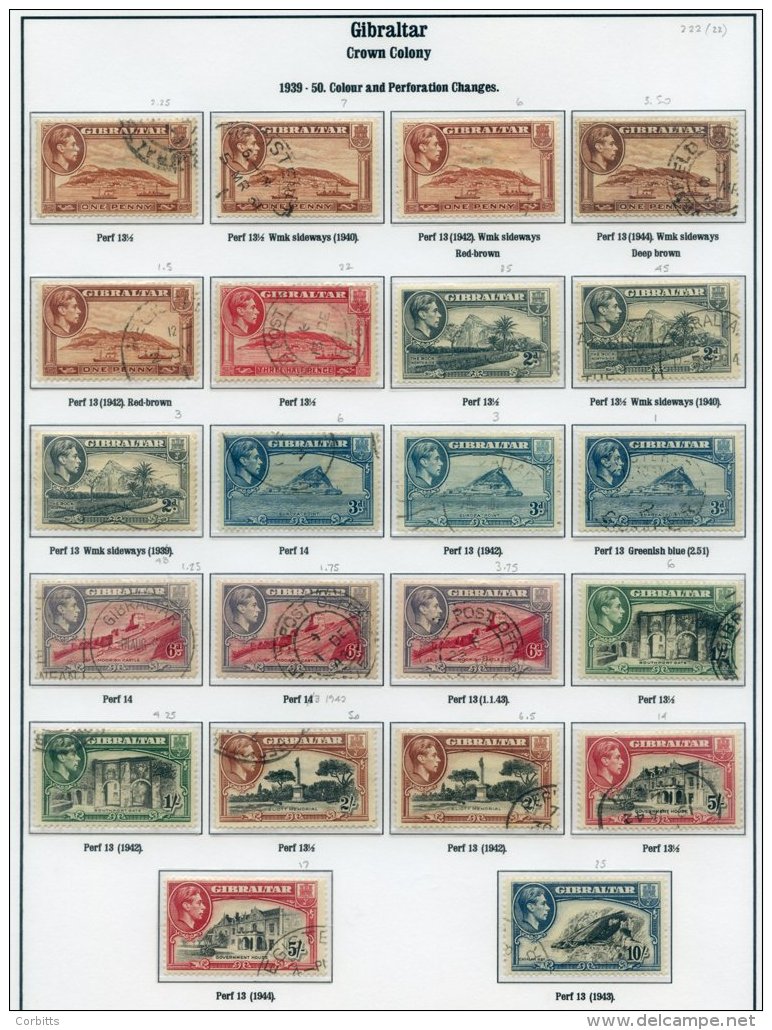 GIBRALTAR 1937-50 Good To VFU Collection With Perf Variations/shades Etc. (51) Cat. &pound;652 - Sonstige & Ohne Zuordnung