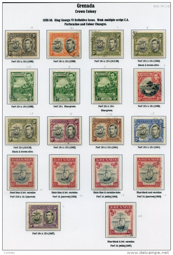 GRENADA 1937-51 Complete VFU Collection Incl. Defin Perf &amp; Shade Variations Incl. 10s (6) Etc. (63) Cat. &pound;407 - Sonstige & Ohne Zuordnung