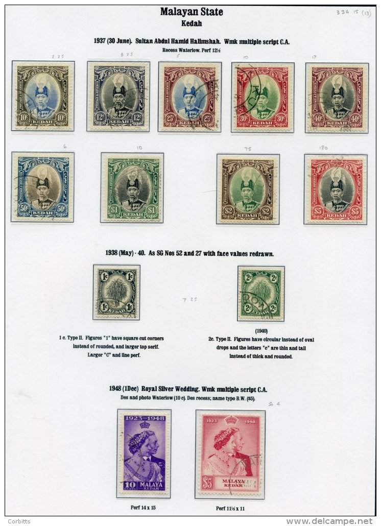 MALAYA Substantial FU Collection Largely Complete, Runs From STATES Johore, Kedah Incl. 1937 Set, Kelantan 1937 To $2, M - Sonstige & Ohne Zuordnung