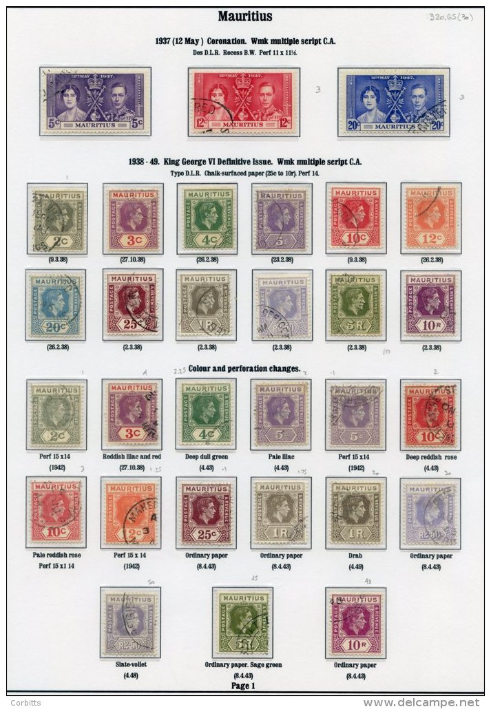 MAURITIUS 1937-50 Complete VFU Collection Incl. Papers/shades Etc. Cat. &pound;460 - Sonstige & Ohne Zuordnung