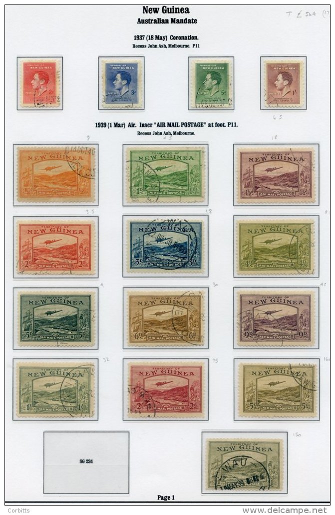 NEW GUINEA 1939 Defin Set (excl. 10s) VFU, SG.212/23 &amp; 225, Cat. &pound;564 - Other & Unclassified