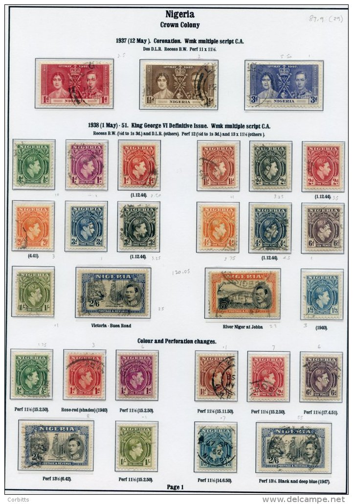 NIGERIA 1937-49 Av-FU Collection With Perf Variations, SOUTHERN RHODESIA 1938-50 Virtually Complete FU. (78) Cat. &pound - Sonstige & Ohne Zuordnung