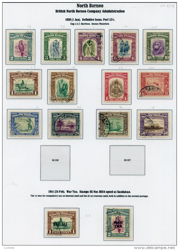 NORTH BORNEO 1939-50 VFU Collection From 1939 Set Up To $1, Then Complete From 1941-50 Incl. 1945 BMA Set, 1947 Crown Co - Sonstige & Ohne Zuordnung