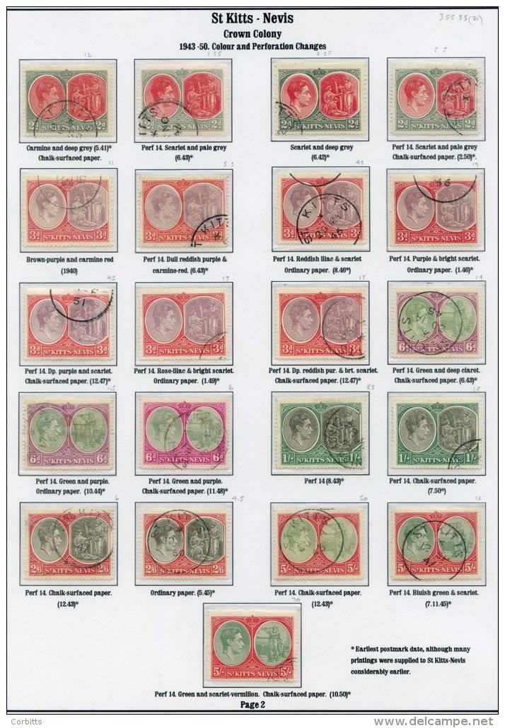ST. KITTS NEVIS 1937-50 Complete VFU Collection Incl. Perforation, Shade &amp; Paper Variations. (69) ST.Cat. &pound;488 - Sonstige & Ohne Zuordnung