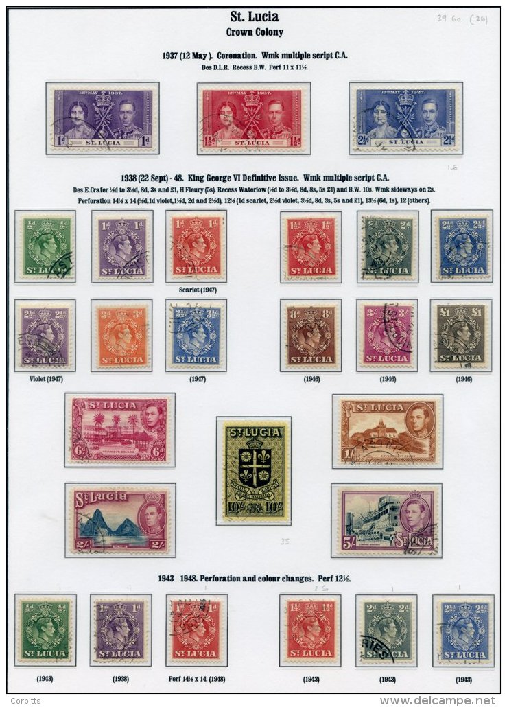 ST. LUCIA 1937-51 &amp; ST.VINCENT 1937-51 Complete VFU. (112) Cat. &pound;290 - Autres & Non Classés