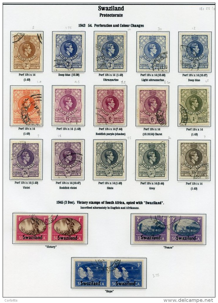 SWAZILAND 1937-49 Complete VFU Collection Incl. Perf &amp; Shade Variations. (47) ST.Cat. &pound;292 - Sonstige & Ohne Zuordnung