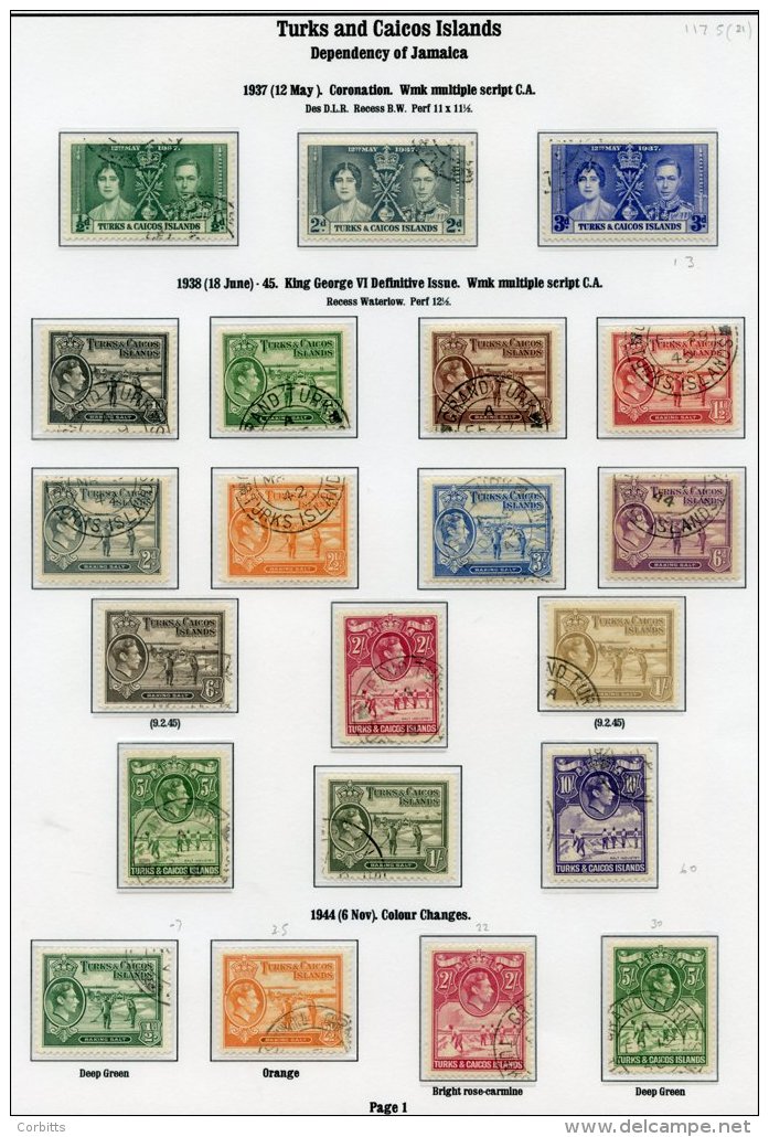 TURKS &amp; CAICOS 1937-50 Complete, VIRGIN ISLANDS 1937-52 Complete VFU Collections. (90) ST.Cat. &pound;249 - Sonstige & Ohne Zuordnung