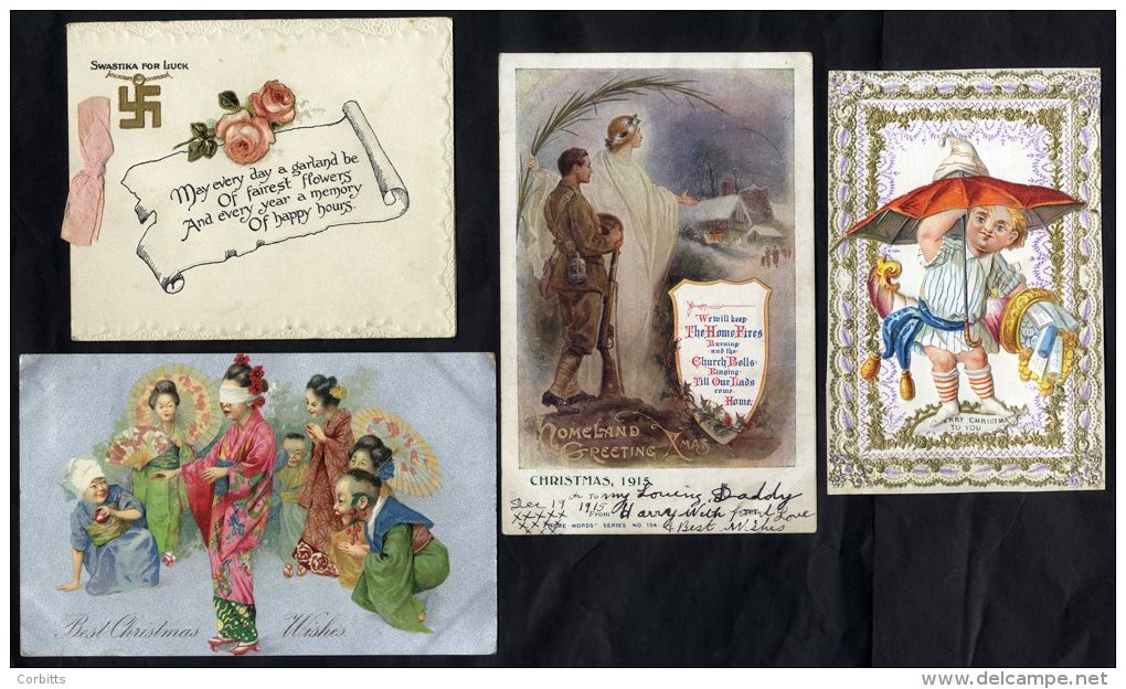CHRISTMAS Attractive Collection Written Up On Leaves, Mainly Early PPC's With A Wide Variety Of Designs, Also A Few Earl - Other & Unclassified
