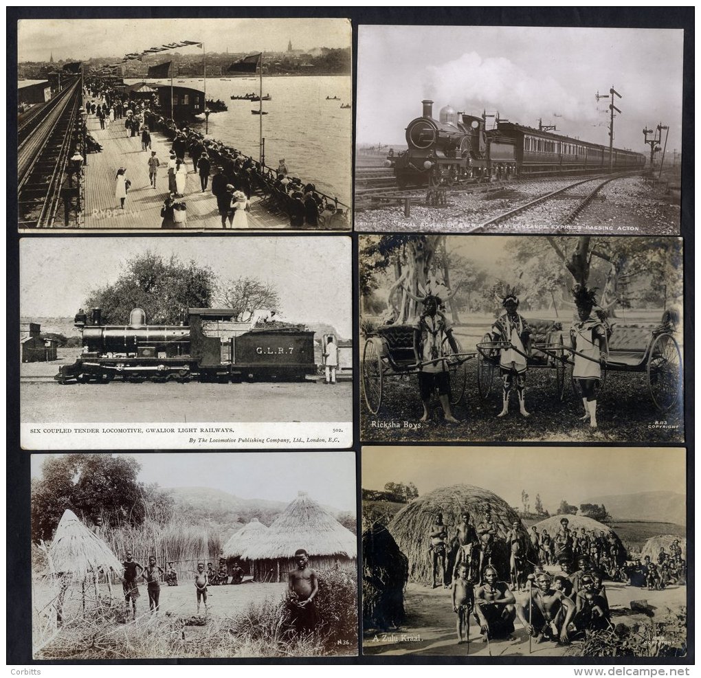 ACCUMULATION Of Cards Housed In Several Photo &amp; Postcard Albums Incl. Railways, RP's Of South African Native Village - Unclassified
