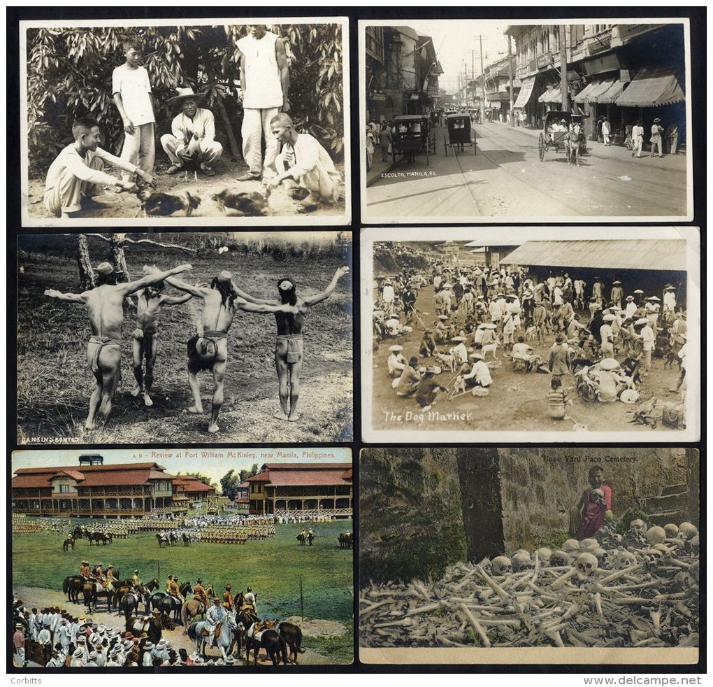 PHILIPPINES Selection Of Cards With A Good Variety Incl. Bone Yard Paco Cemetery, 1918 - The Dog Market (RP), Cock Fight - Non Classés