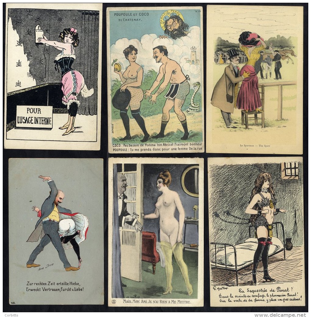 COMIC, LOVE &amp; ROMANCE Collection Of Cards In An Old Album With British &amp; French Types, Seaside Humour, Mainly Co - Ohne Zuordnung