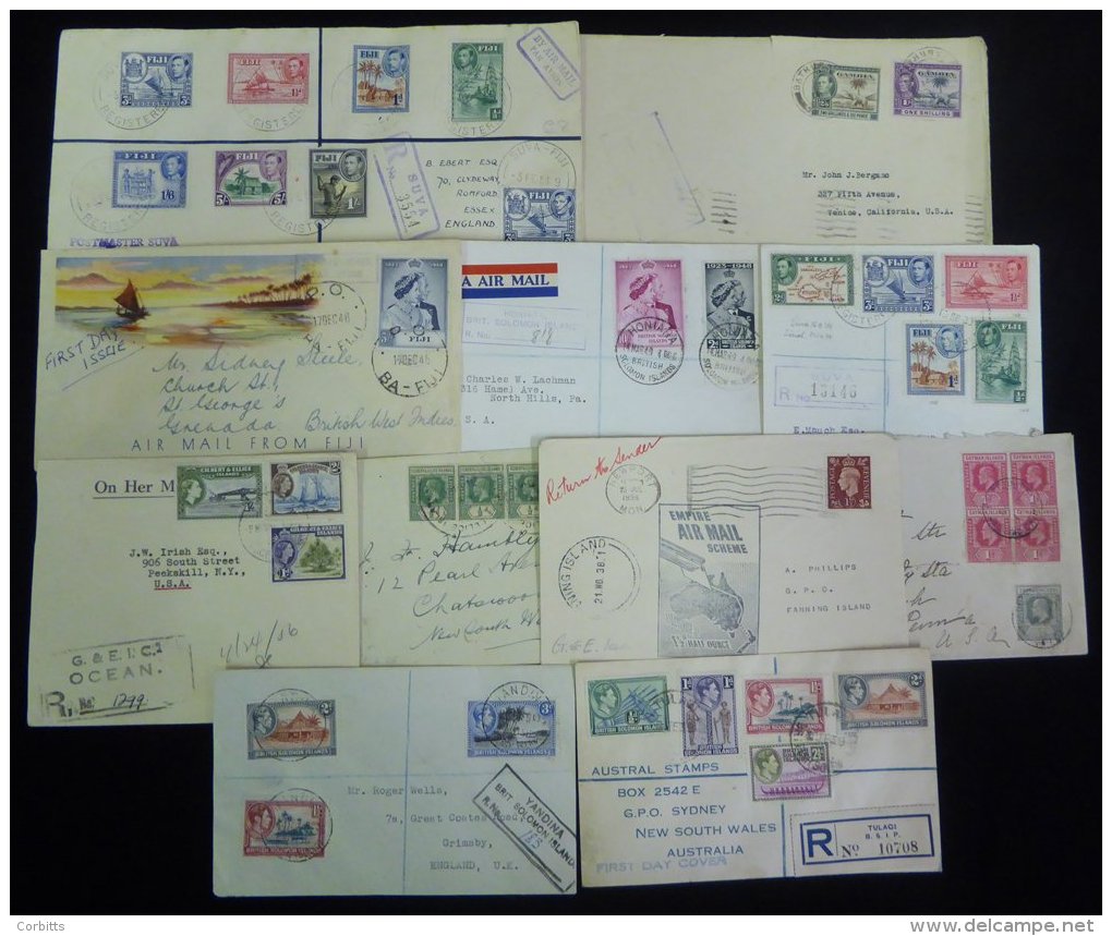 BRITISH COMMONWEALTH Covers Incl. British Solomon Is 1948 Wedding Reg FDC, Couple Of Reg Covers, 1934 Tulagi To Australi - Sonstige & Ohne Zuordnung