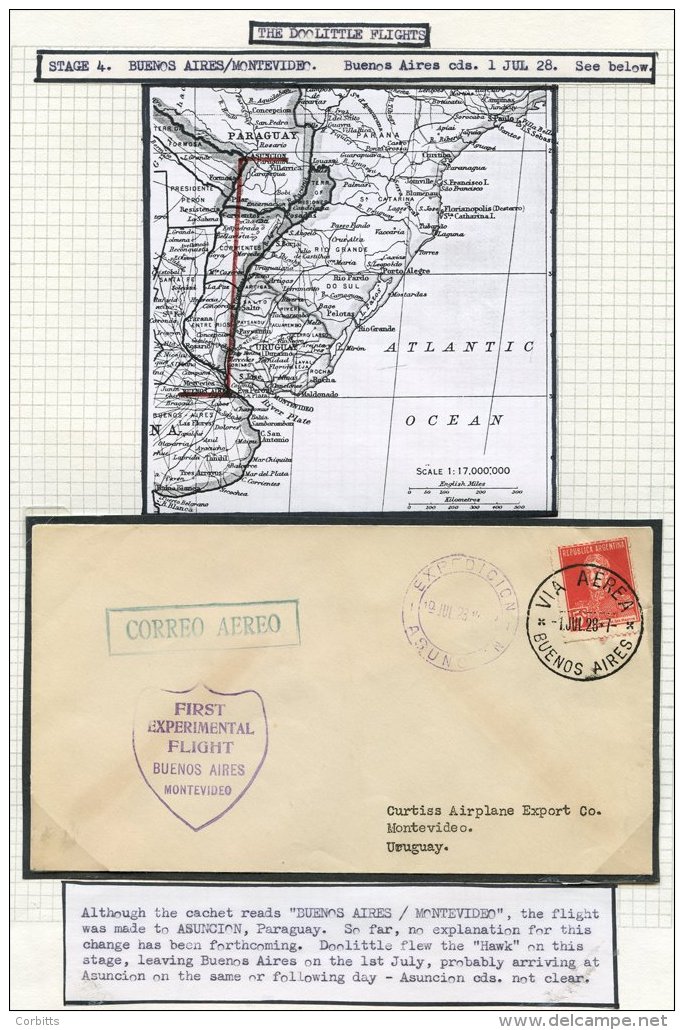 SOUTH AMERICA 1928 Doolittle Exploratory Flight Covers Buenos Aires - Montevideo, Santiago - Buenos Aires &amp; Lima - L - Sonstige & Ohne Zuordnung