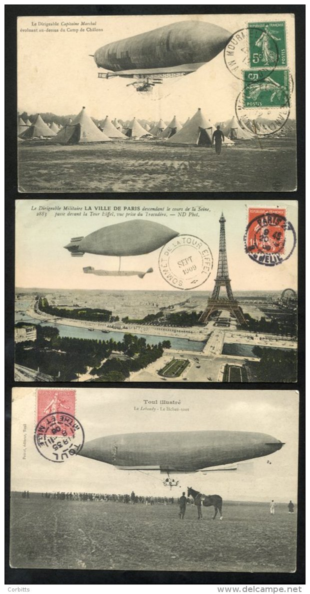 1909-11 PPC Of French Airships In Flight Incl. Ville De Nancy, Capitaine Marchal, Clement Bayard, Republique, Lebaudy Et - Sonstige & Ohne Zuordnung