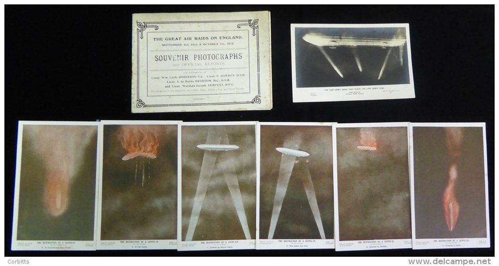 1914-18 Zeppelin PPC Set Of Six 'The Destruction Of A Zeppelin By I. V. Studios &amp; The Detection Of A Zeppelin And It - Otros & Sin Clasificación