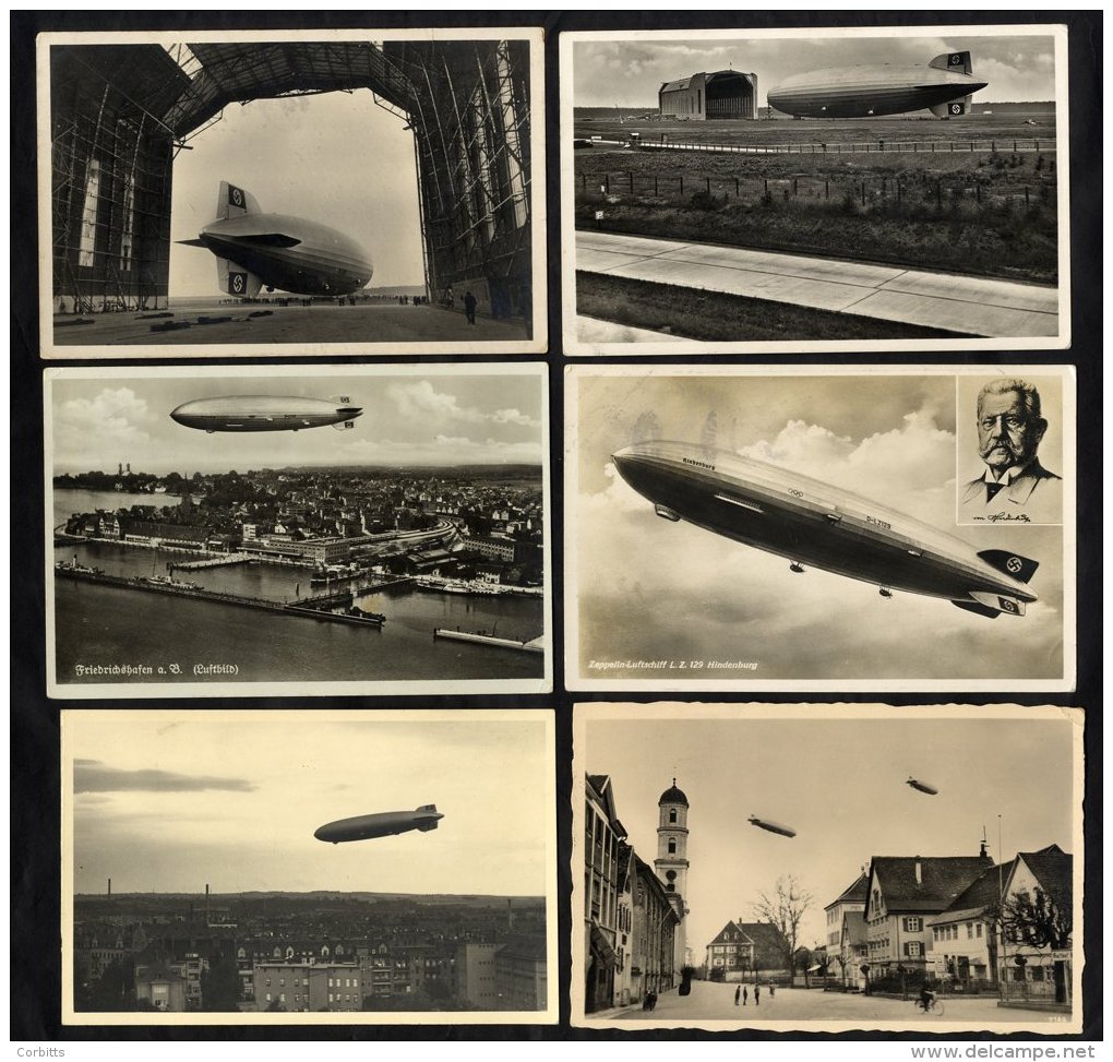 Zeppelin Postcards (12 Diff) German Cards Showing Various Views Of Zeppelins, Also Three Zeppelin Flown Covers Incl. 193 - Sonstige & Ohne Zuordnung