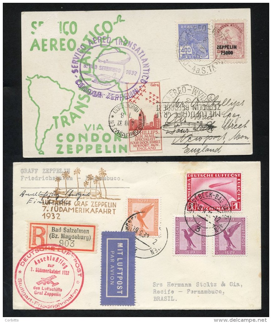 1932 7th South America Flight From Shonebeck To Brazil On A Special Connecting Flight From Stuttgart To Friedrichshafen - Sonstige & Ohne Zuordnung