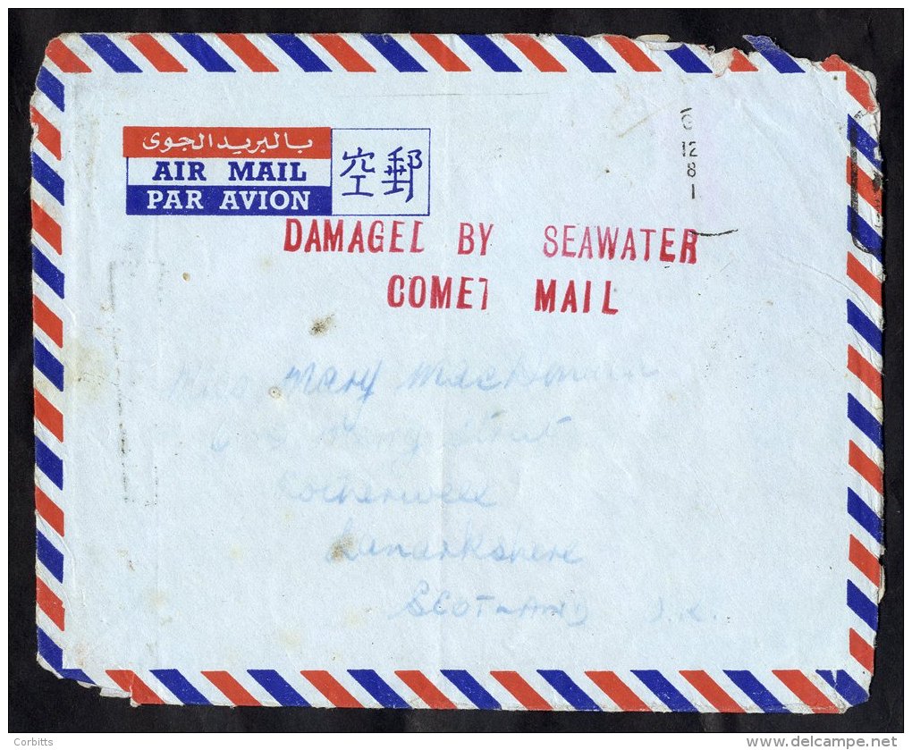 1954 Jan 10th BOAC COMET, G-ALYP Crash Off Elba - Singapore - Scotland Cover, Cachet 'C' Of Comet Under 'E' Of Damaged, - Sonstige & Ohne Zuordnung